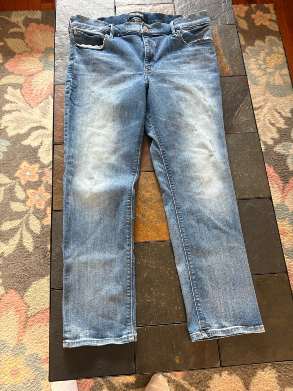 Express Women’s Straight Leg Jeans in Light Blue Denim